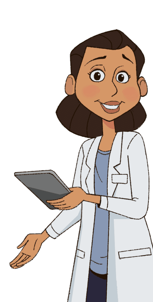 Woman doctor showing EoE FAQ answer